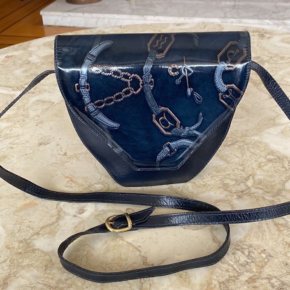 Vintage TALJA Leather Trapeze Shoulder Bag Handmade in Florence, Italy